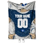 custom byu cougars player sketch blue gray quilt blanket best selling
