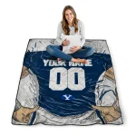 custom byu cougars player sketch blue gray quilt blanket best selling