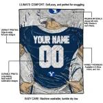 custom byu cougars player sketch blue gray quilt blanket best selling