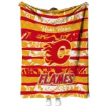 custom calgary flames layered florals red white quilt blanket best selling