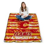 custom calgary flames layered florals red white quilt blanket best selling
