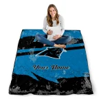 custom carolina panthers brushstroke layers blue quilt blanket best selling
