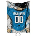 custom carolina panthers player sketch blue gray quilt blanket best selling