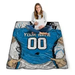 custom carolina panthers player sketch blue gray quilt blanket best selling