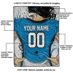 custom carolina panthers player sketch blue gray quilt blanket best selling