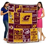 custom central michigan chippewas helmet passion maroon quilt blanket best selling