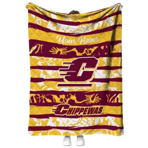 custom central michigan chippewas layered florals maroon white quilt blanket fashion forward