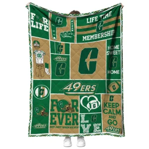 custom charlotte 49ers helmet passion green quilt blanket fashion forward