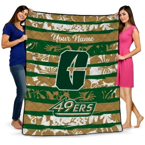 custom charlotte 49ers layered florals green white quilt blanket best selling