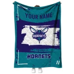 custom charlotte hornets grunge patch teal white quilt blanket best selling