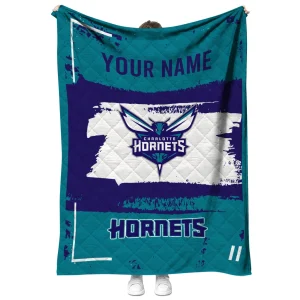 custom charlotte hornets grunge patch teal white quilt blanket fashion forward