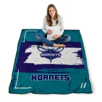 custom charlotte hornets grunge patch teal white quilt blanket best selling