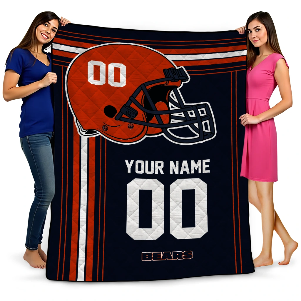custom chicago bears helmet theme blue quilt blanket best selling custom chicago bears helmet theme blue quilt blanket best selling