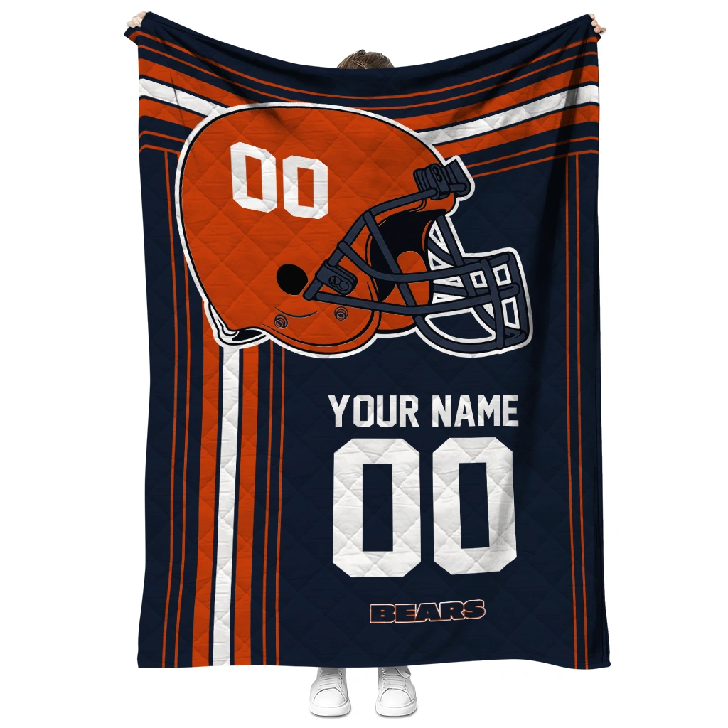 custom chicago bears helmet theme blue quilt blanket fashion forward custom chicago bears helmet theme blue quilt blanket fashion forward