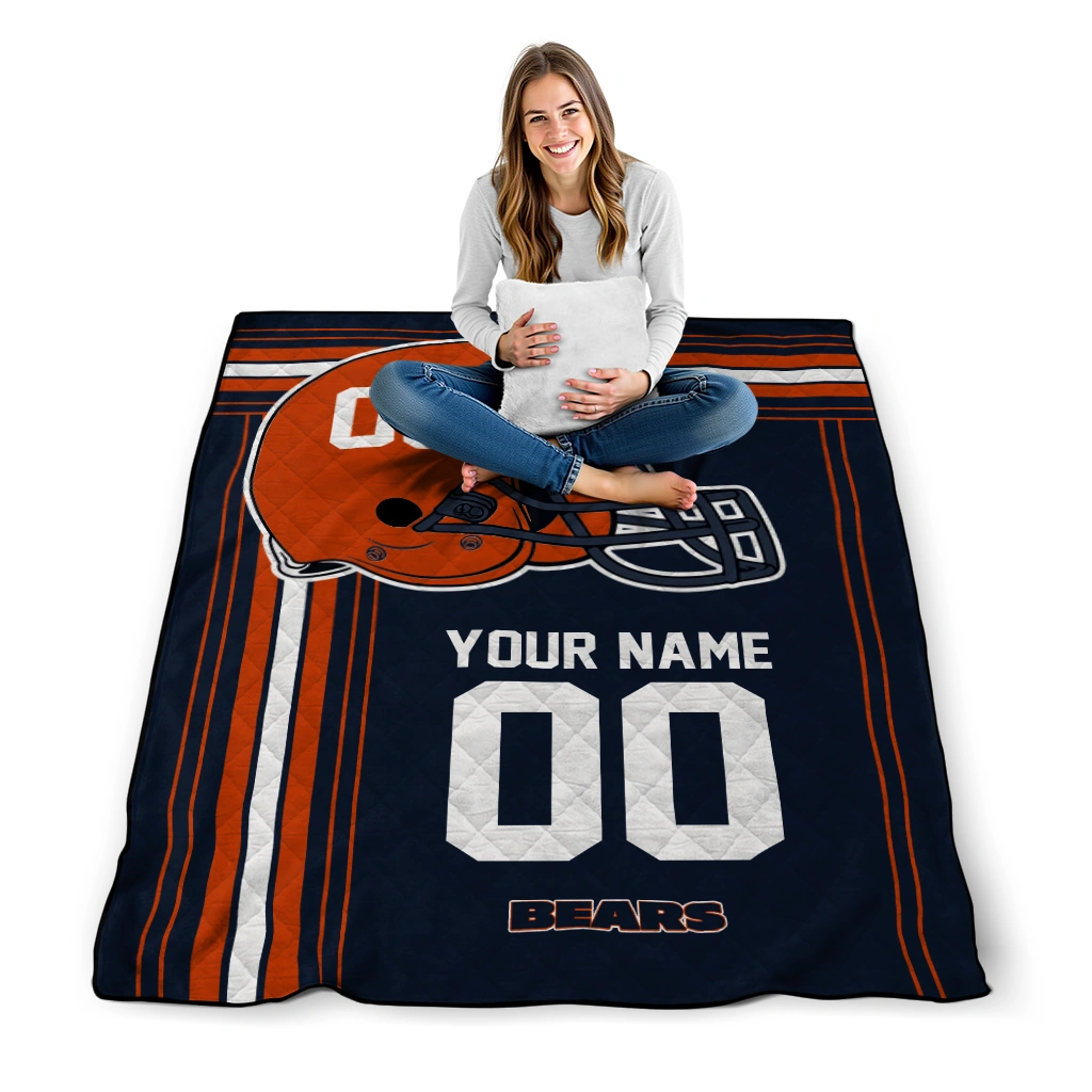 custom chicago bears helmet theme blue quilt blanket high quality custom chicago bears helmet theme blue quilt blanket high quality