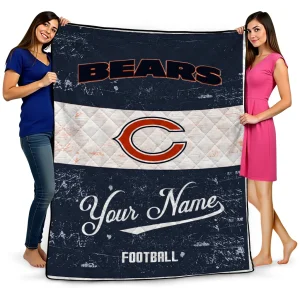 custom chicago bears hibiscus burst blue white quilt blanket best selling