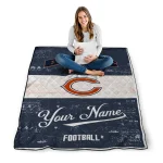 custom chicago bears hibiscus burst blue white quilt blanket best selling