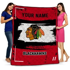 custom chicago blackhawks grunge patch red white quilt blanket best selling