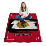 custom chicago blackhawks grunge patch red white quilt blanket best selling