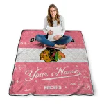 custom chicago blackhawks pinstripe lines red white quilt blanket best selling