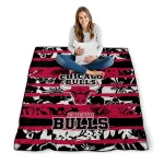 custom chicago bulls layered florals red white quilt blanket best selling