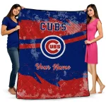 custom chicago cubs brushstroke layers blue quilt blanket best selling