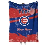 custom chicago cubs brushstroke layers blue quilt blanket best selling