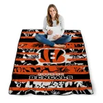 custom cincinnati bengals layered florals orange white quilt blanket best selling