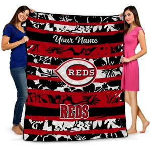 custom cincinnati reds layered florals red white quilt blanket best selling