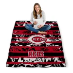 custom cincinnati reds layered florals red white quilt blanket best selling