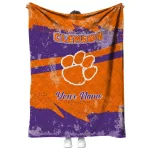 custom clemson tigers brushstroke layers orange quilt blanket best selling