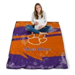 custom clemson tigers brushstroke layers orange quilt blanket best selling