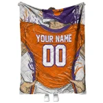 custom clemson tigers player sketch orange gray quilt blanket best selling