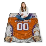 custom clemson tigers player sketch orange gray quilt blanket best selling