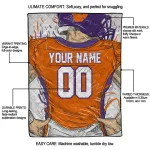 custom clemson tigers player sketch orange gray quilt blanket best selling