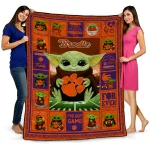 custom clemson tigers yody baby pattern orange quilt blanket best selling