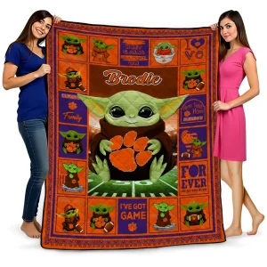 custom clemson tigers yody baby pattern orange quilt blanket best selling