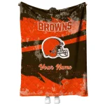 custom cleveland browns brushstroke layers brown quilt blanket best selling