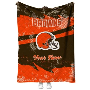 custom cleveland browns brushstroke layers brown quilt blanket fashion forward