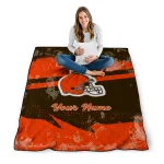 custom cleveland browns brushstroke layers brown quilt blanket best selling