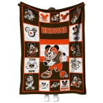 custom cleveland browns mickey crimson brown white quilt blanket best selling