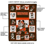 custom cleveland browns mickey crimson brown white quilt blanket best selling