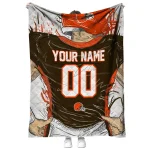 custom cleveland browns player sketch brown gray quilt blanket best selling