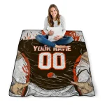 custom cleveland browns player sketch brown gray quilt blanket best selling
