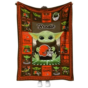 custom cleveland browns yody baby pattern brown quilt blanket fashion forward