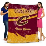 custom cleveland cavaliers brushstroke layers wine quilt blanket best selling