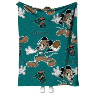custom coastal carolina chanticleers mickey football green quilt blanket fashion forward