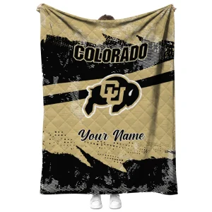 custom colorado buffaloes brushstroke layers gold quilt blanket fashion forward