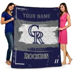 custom colorado rockies grunge patch blue white quilt blanket best selling