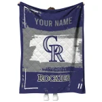 custom colorado rockies grunge patch blue white quilt blanket best selling